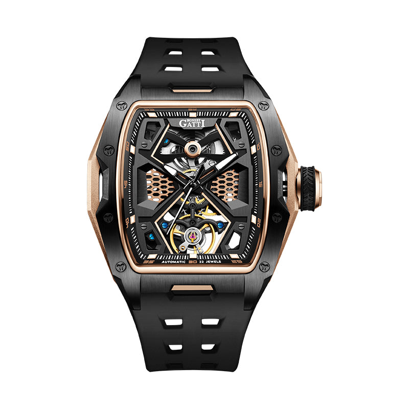 BONEST GATTI Automatic Skeleton Movement Barrel shaped Case Luminous BG5501