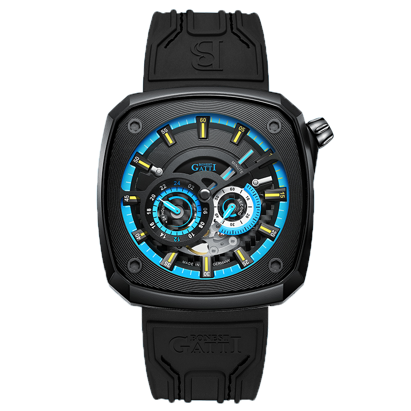 BONEST GATTI Automatic Skeleton Movement Square shaped Case Luminous BG6601-A