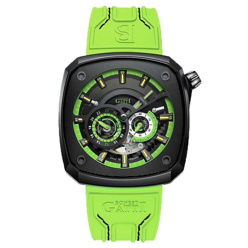 BONEST GATTI Automatic Skeleton Movement Square shaped Case Luminous BG6601-A