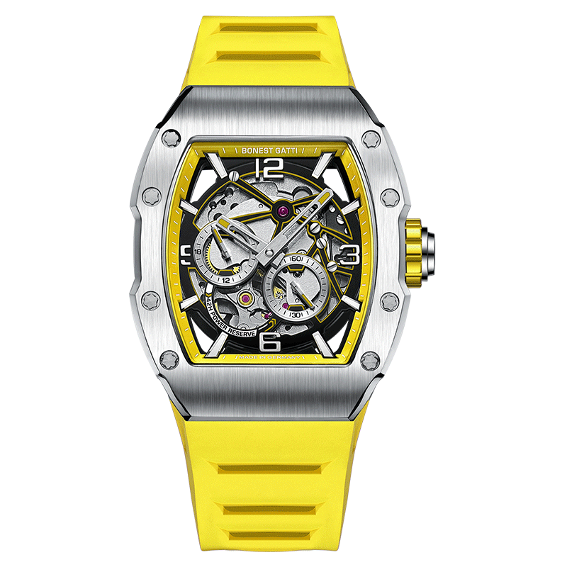 BONEST GATTI Barrel shaped Skeleton Sapphire Crystal CITIZEN Movement Watch BG9903
