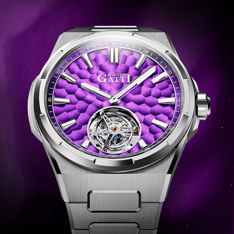BONEST GATTI Hammer Pattern Automatic Tourbillon Watch Self Wind 80H Power Reserve Sapphire Crystal Luminous Watch BG7005